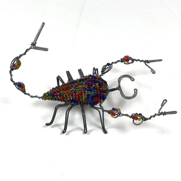 Handmade Other - Handmade Scorpion Wire Glass Bead South Africa Multicolor Blue Red Artisan VTG